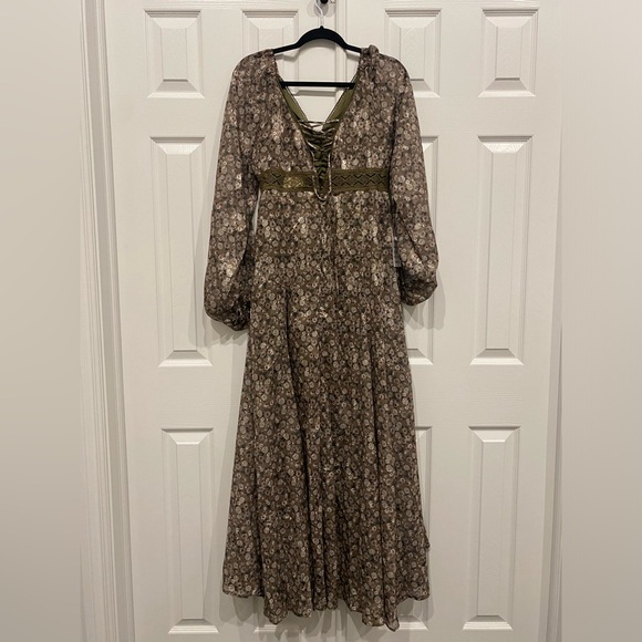 New! Joyfolie womens Isabella maxi dress olive floral - Picture 2 of 14